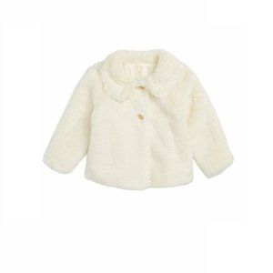 Infant Girl's Ruby & Bloom Cozy Faux Fur Jacket, Size 6M - Ivory